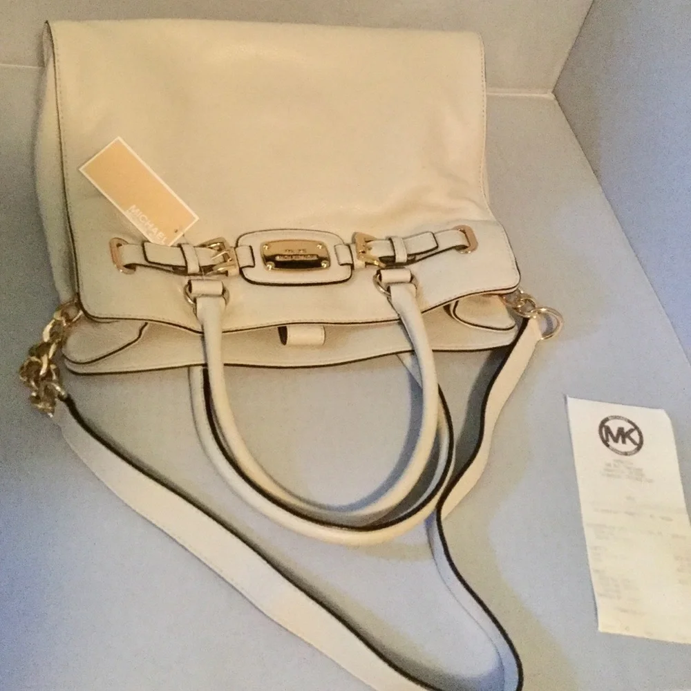 NWT 💖 $348 Receipt Micheal Kors Hamilton Vanilla Large 14” Hand Bag Tote